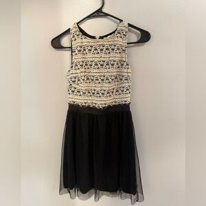 Elegant Black and Cream Lace Kids Dress